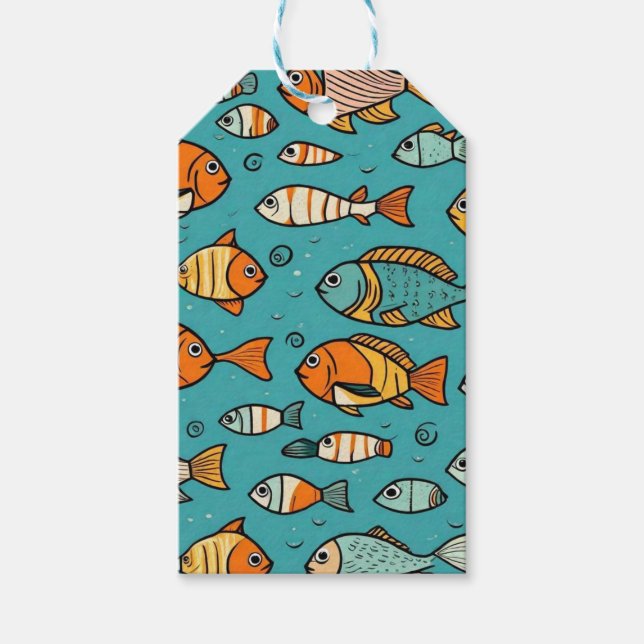 Presentidéer från Fiske mönster Presentetikett (Framsidan)