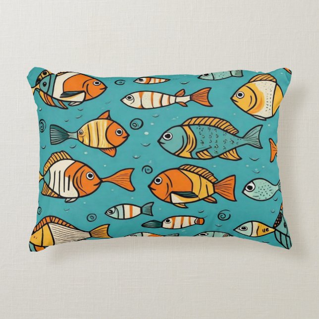 Presentidéer från Fiske mönster Prydnadskudde (Framsidan)