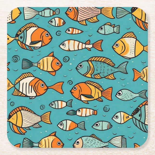 Presentidéer från Fiske mönster Underlägg Papper Kvadrat (Framsidan)