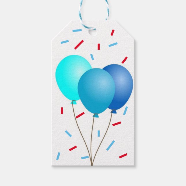 Presentkort - Ballonger med Konfetti Presentetikett (Framsidan)