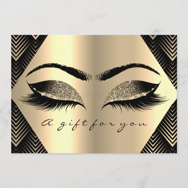 Presentkort Black Guld Lash Makeup Art Deco (Framsida)
