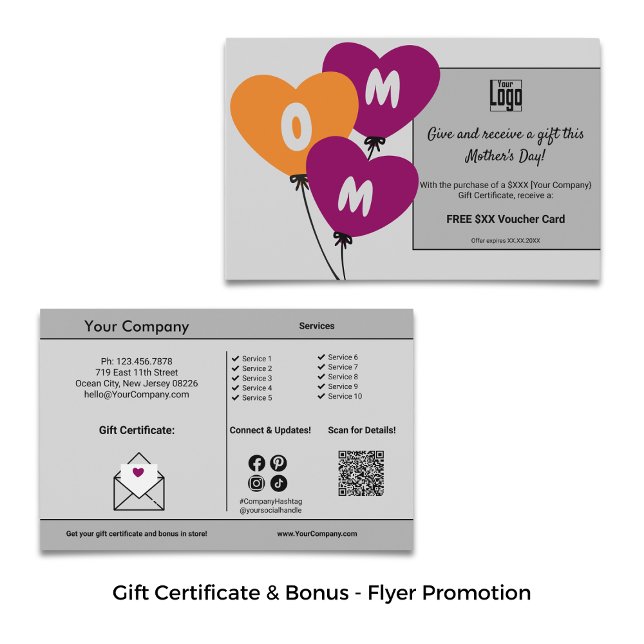 Presentkort & Bonus Morsdags Kampanj Flygblad (Gift Certificate & Bonus Mother's Day Promotion Flyer)