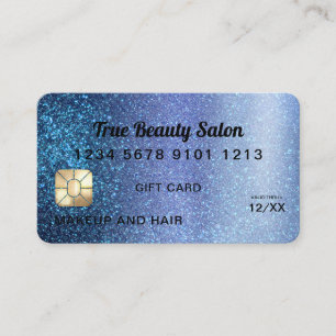 Presentkort för Aqua Blue Glitter Kredit Visitkort