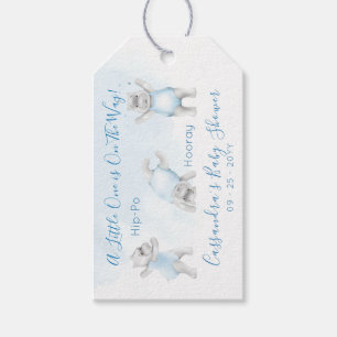 Presentkort för baby shower för pojke med flodhäst presentetikett