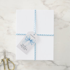 Presentkort för baby shower med söt rosett. presentetikett