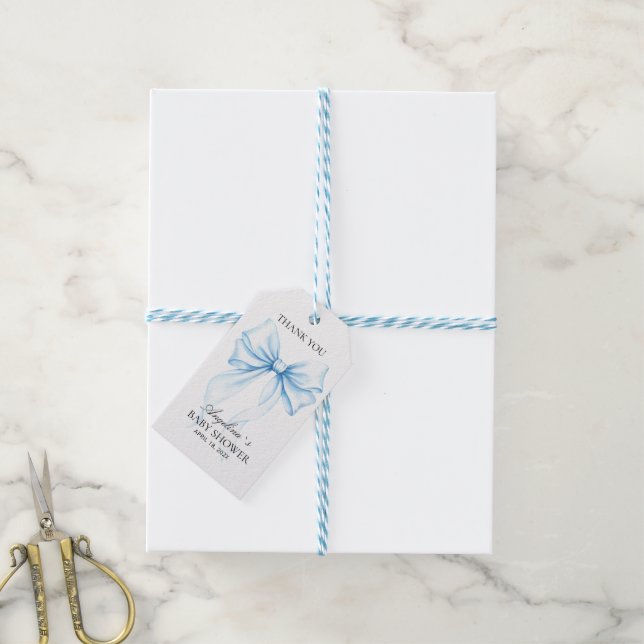 Presentkort för baby shower med söt rosett. presentetikett (Med Snöre)