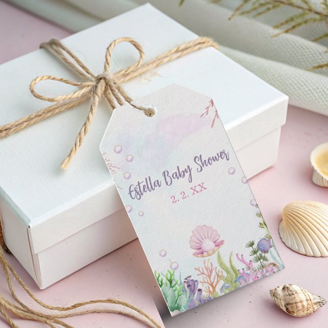 Presentkort för baby shower med texten "En pärla ä Presentetikett (Skapare uppladdad)