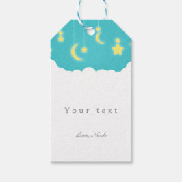 Presentkort för babyfest med stjärnor, måne och mo presentetikett