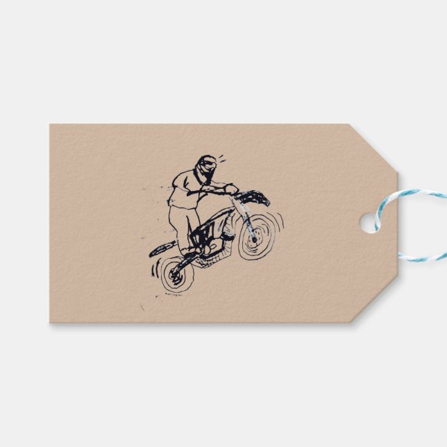 Presentkort för barn med smutsig motorcykel presentetikett (Framsidan (Horisontell))