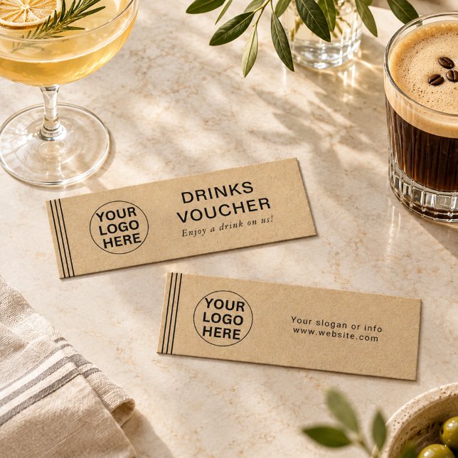 Presentkort för drycker l Rustic Kraft Presentkort Mini Visitkort (Skapare uppladdad)