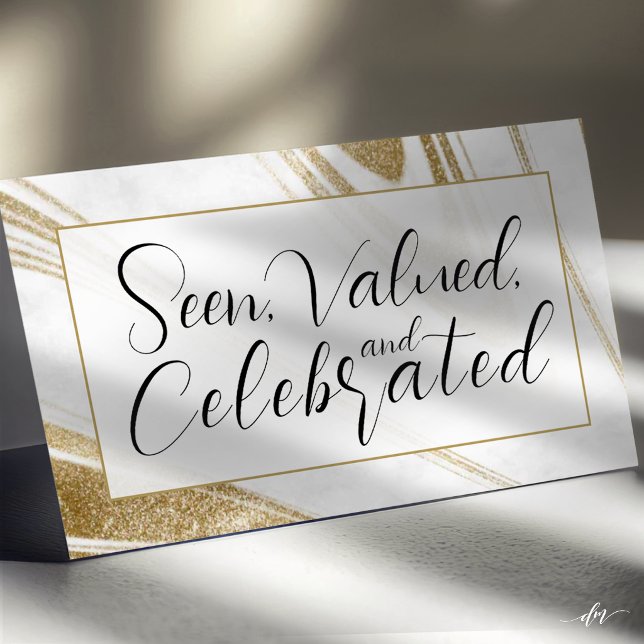 Presentkort för erkännandehändelse | Redigerbar QR Visitkort (Event recognition card framed with gold swirls around a bold theme title design.)