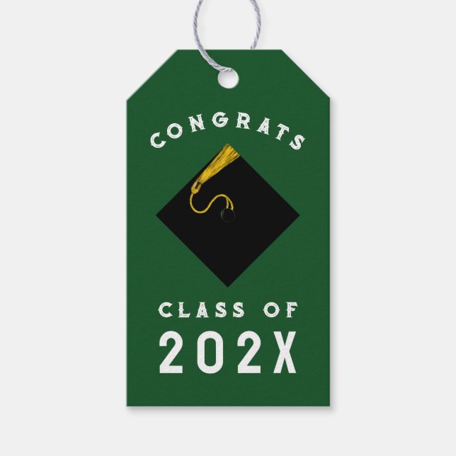 Presentkort för examensfirande i grönt presentetikett (Framsidan)