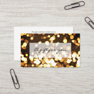 Presentkort för guld konetti bokeh glitter visitkort