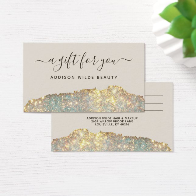 Presentkort för Holographic Glam Glitter Salon Visitkort (Skivbord)
