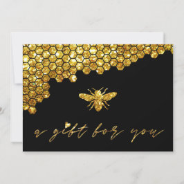 presentkort för honungskomb faux guld glitter inbjudningar