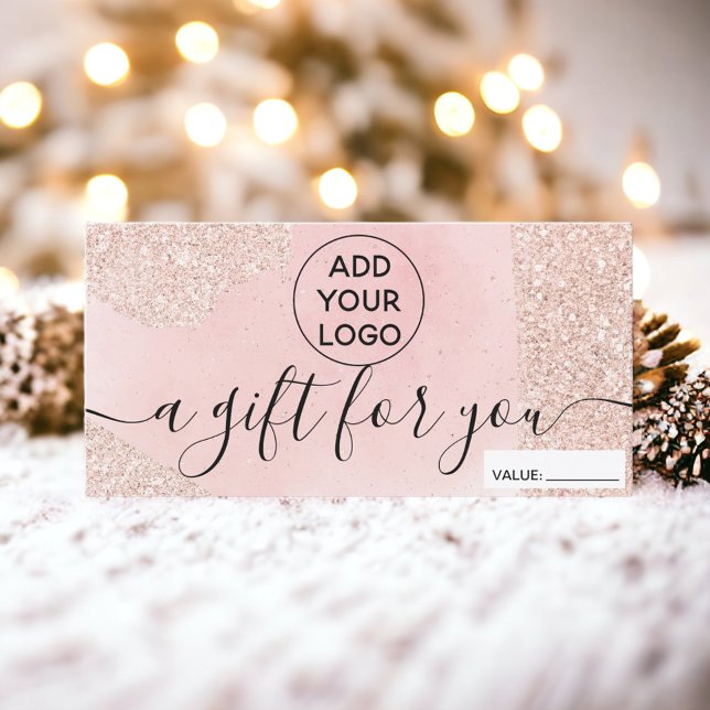Presentkort för logotyp för rosa i ro glitter (Rose gold glitter pink logo gift certificate)