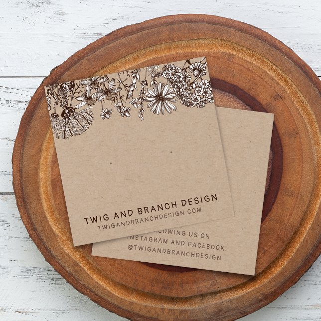 Presentkort för örhängen med vilda blommor fyrkantigt visitkort (Wild Flowers Stud Earring Display Card)