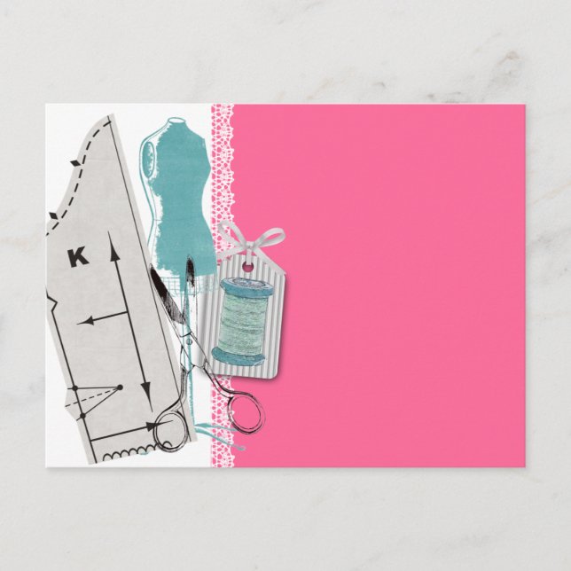 Presentkort för provdockan för syningen mönster i  vykort (Framsida)