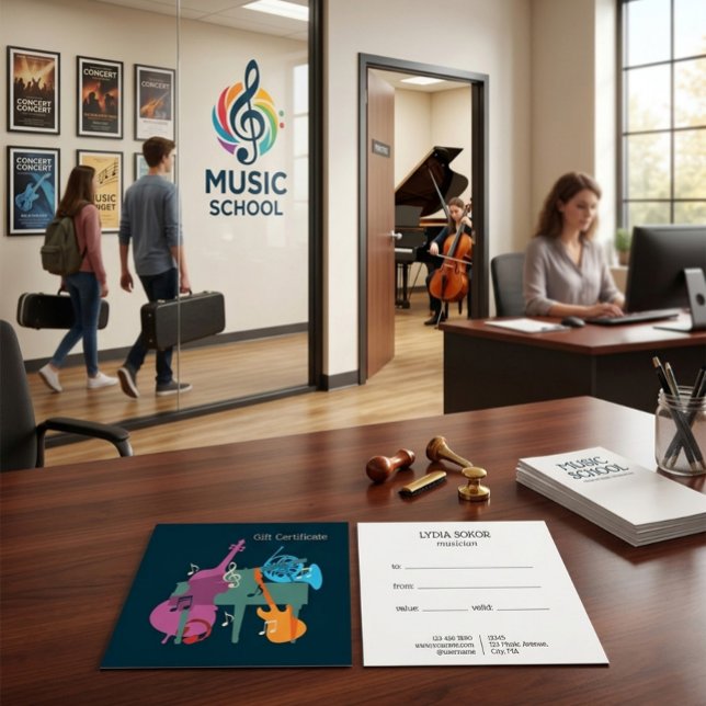 Presentkort för skräddarsydda musiklektioner fyrkantigt visitkort (Skapare uppladdad)