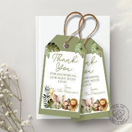 Presentkort för tackgåva till baby vilda djur presentetikett