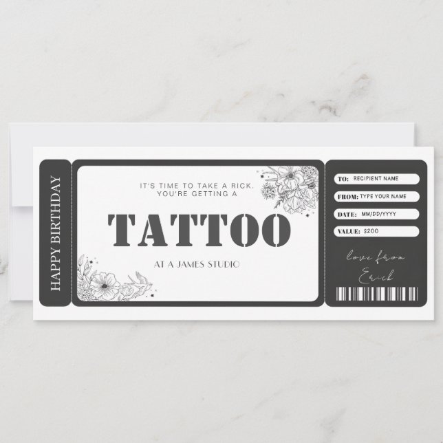 Presentkort för tatuering inbjudningar (Framsida)