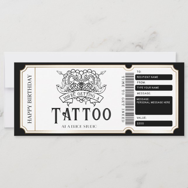 Presentkort för tatuering inbjudningar (Framsida)