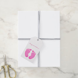 Presentkort - Grattis Rosa Fotspår Presentetikett