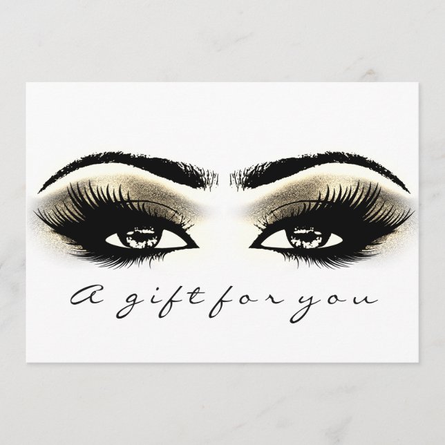 Presentkort Guld White Lash Öga Makeup (Framsida)