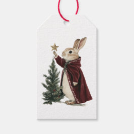 PRESENTKORT KANIN OCH JULGRAN PRESENTETIKETT