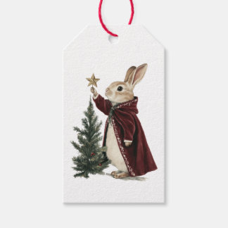 PRESENTKORT KANIN OCH JULGRAN PRESENTETIKETT