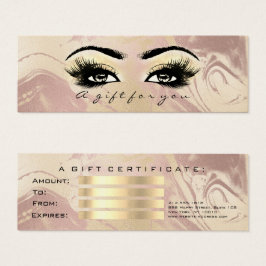 Presentkort Marble Guld Lash Öga Makeup Litet Visitkort