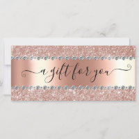 Presentkort Marble Rose Guld Glitter Diamant