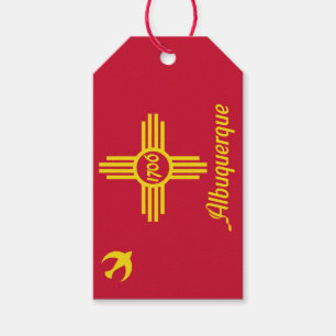 Presentkort med flaggan för Albuquerque, New Mexic Presentetikett