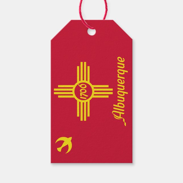 Presentkort med flaggan för Albuquerque, New Mexic Presentetikett (Framsidan)