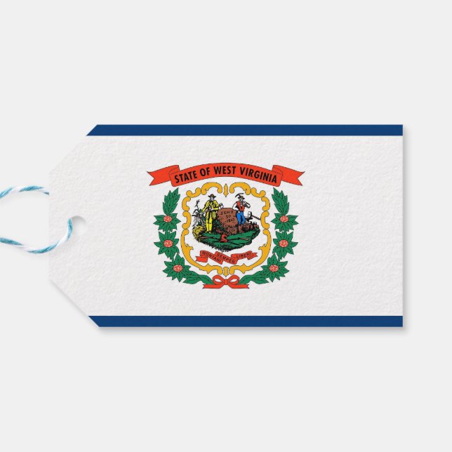 Presentkort med flaggan för West Virginia, USA Presentetikett (Baksidan Horisontell)