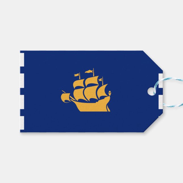Presentkort med flaggan från Québec City, Kanada Presentetikett (Framsidan (Horisontell))