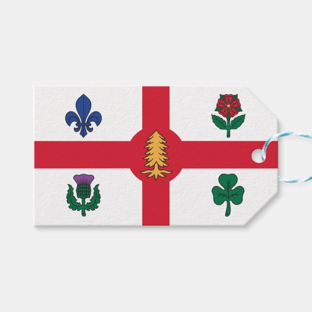 Presentkort med Montreals flagga, Kanada Presentetikett (Framsidan (Horisontell))