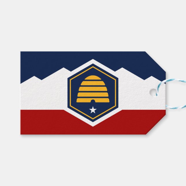 Presentkort med ny flagga från Utah, USA Presentetikett (Framsidan (Horisontell))