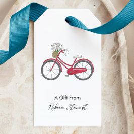 Presentkort med personlig röd cykel presentetikett