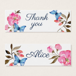 Presentkort med 'Tack' och Fjäril Litet Visitkort