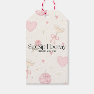 Presentkort med texten 'Sip Sip Hooray' Presentetikett