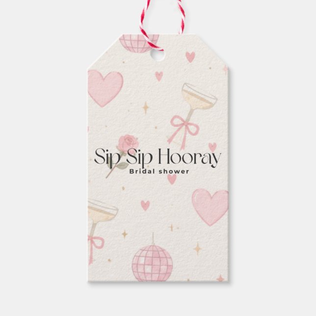 Presentkort med texten 'Sip Sip Hooray' Presentetikett (Framsidan)