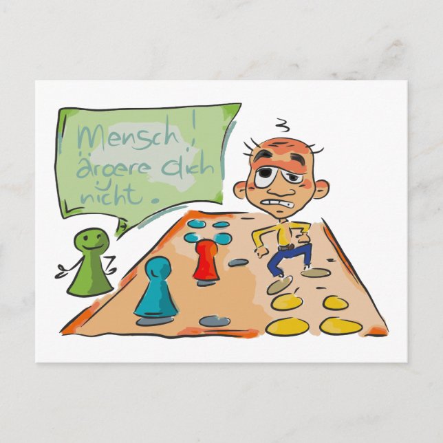 Presentkort "Mensch ärgere dich nicht" Vykort (Framsida)