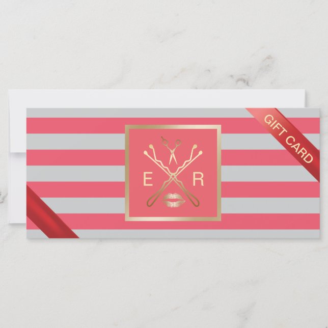 Presentkort | Modern Coral Grått Beauty Salon (Framsida)