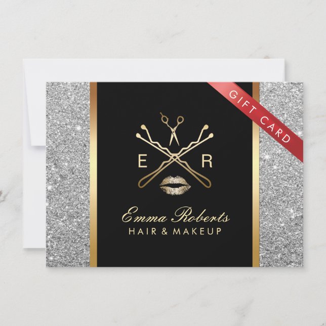 Presentkort - Modern Silver Glitter Hair Makeup (Framsida)