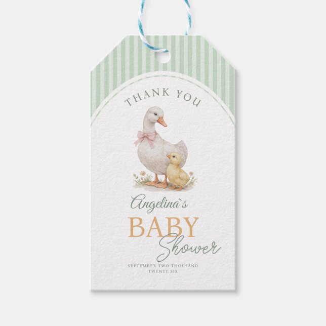 Presentkort Mother Goose och gosling. Presentetikett (Framsidan)