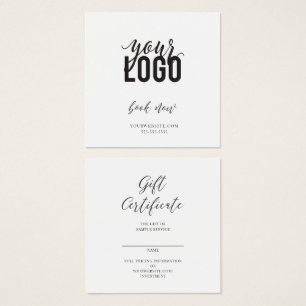 Presentkort och affärskort fyrkantigt visitkort