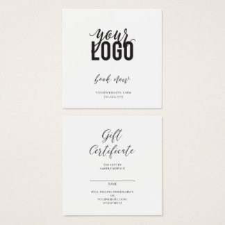 Presentkort och affärskort fyrkantigt visitkort