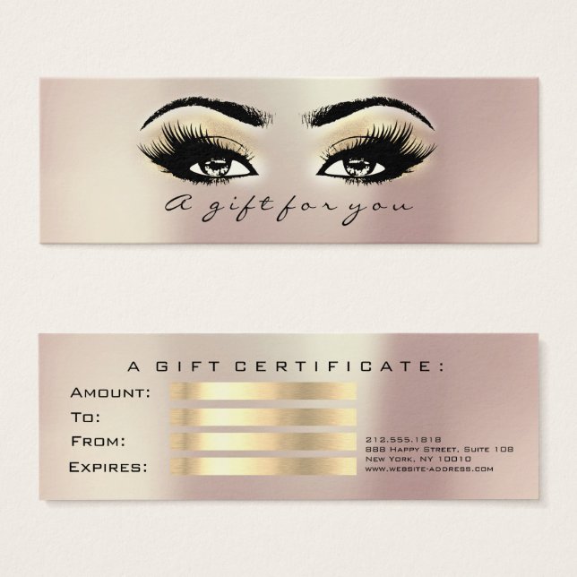 Presentkort Parly Guld Lash Makeup Small Litet Visitkort (Framsida & baksida)