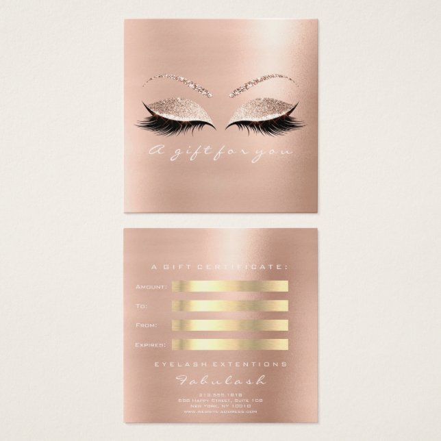 Presentkort Ro Glitter Lash Makeup White Fyrkantigt Visitkort (Framsida & baksida)